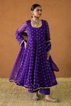 Shop Gulabo Jaipur Purple Georgette Gota Patti Square Neck Arzu Printed Anarkali Set Online at Aza Fashions Shop_Gulabo Jaipur_Purple Georgette Gota Patti Square Neck Arzu Printed Anarkali Set _Online_at_Aza_Fashions