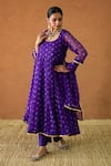 Gulabo Jaipur Purple Georgette Gota Patti Square Neck Arzu Printed Anarkali Set at Aza Fashions Gulabo Jaipur_Purple Georgette Gota Patti Square Neck Arzu Printed Anarkali Set _at_Aza_Fashions