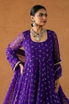 Shop Gulabo Jaipur Purple Georgette Gota Patti Square Neck Arzu Printed Anarkali Set Shop_Gulabo Jaipur_Purple Georgette Gota Patti Square Neck Arzu Printed Anarkali Set