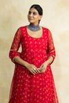 Gulabo Jaipur Red Georgette Gota Patti Round Neck Arzu Print Anarkali Set Online at Aza Fashions Gulabo Jaipur_Red Georgette Gota Patti Round Neck Arzu Print Anarkali Set _Online_at_Aza_Fashions