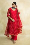 Shop Gulabo Jaipur Red Georgette Gota Patti Round Neck Arzu Print Anarkali Set Online at Aza Fashions Shop_Gulabo Jaipur_Red Georgette Gota Patti Round Neck Arzu Print Anarkali Set _Online_at_Aza_Fashions