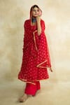 Gulabo Jaipur Red Georgette Gota Patti Round Neck Arzu Print Anarkali Set at Aza Fashions Gulabo Jaipur_Red Georgette Gota Patti Round Neck Arzu Print Anarkali Set _at_Aza_Fashions