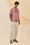 Buy_Jodi_Pink Voile, Cotton Lali Floral Pattern Shirt _at_Aza_Fashions