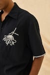 Shop_Jodi_Black Cotton Embroidery Jugnu Handloom Boxy Fit Shirt _Online_at_Aza_Fashions