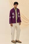 Jodi_Lavender Cotton Embroidery Morni Handloom Reversible Jacket _Online_at_Aza_Fashions