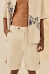 Shop_Jodi_White Denim Embroidery Saras Handloom Shorts _at_Aza_Fashions