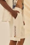 Jodi_White Denim Embroidery Saras Handloom Shorts _Online_at_Aza_Fashions