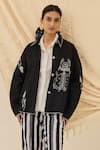Buy_Jodi_Black Cotton Embroidery Collared Jugnu Jacket _at_Aza_Fashions