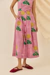 Buy_Jodi_Pink Voile Embroidery Round Neck Lali Striped Floral Print Midi Dress _Online_at_Aza_Fashions