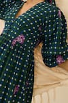 Shop_Jodi_Green Voile Embroidery, Tassels Collared, V-neck Pakhi Floral Midi Dress _Online_at_Aza_Fashions