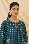 Jodi_Green Voile, Cotton Embroidery Round Neck, Pakhi Gingham Check Print Dress _Online_at_Aza_Fashions