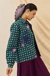 Jodi_Green Voile, Cotton Applique, Embroidery Pakhi Gingham Check Floral Jacket _Online_at_Aza_Fashions