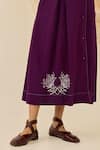 Jodi_Purple Cotton Embroidery V-neck Morni Floral Midi Dress _Online_at_Aza_Fashions