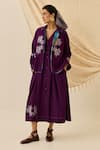 Shop_Jodi_Purple Cotton Embroidery V-neck Morni Floral Jacket _at_Aza_Fashions