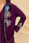 Jodi_Purple Cotton Embroidery V-neck Morni Floral Jacket _Online_at_Aza_Fashions