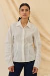 Buy_Jodi_White Cotton Collared Saras Gathered Sleeve Shirt _at_Aza_Fashions