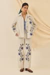 Shop_Jodi_Off White Denim Embroidery Collared Saras Floral Jacket _at_Aza_Fashions