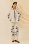 Buy_Jodi_Off White Denim Embroidery Saras Floral Trouser _at_Aza_Fashions