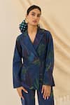 Buy_Jodi_Blue Tara Printed Blazer And Trouser Set _at_Aza_Fashions