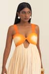 Buy_Pinup By Astha_Orange Chiffon Sweetheart Neck Ombre Cutout Gown  _Online_at_Aza_Fashions