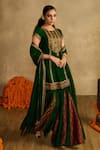 Buy_Reeti Arneja_Green Handloom Cotton, Silk, Organza Embroidery, Paan Patola Kurta Gharara Set _Online_at_Aza_Fashions