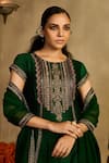 Shop_Reeti Arneja_Green Handloom Cotton, Silk, Organza Embroidery, Paan Patola Kurta Gharara Set _Online_at_Aza_Fashions