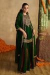 Buy_Reeti Arneja_Green Handloom Cotton, Silk, Organza Embroidery, Paan Patola Kurta Gharara Set 