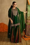 Buy_Reeti Arneja_Green Handloom Cotton, Silk, Organza Embroidery, Paan Patola Kurta Gharara Set _at_Aza_Fashions