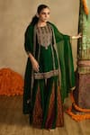 Reeti Arneja_Green Handloom Cotton, Silk, Organza Embroidery, Paan Patola Kurta Gharara Set _Online