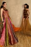 Reeti Arneja_Multi Color Handloom Cotton, Silk, Organza Sequins, Aafreen Strapless Gown _at_Aza_Fashions