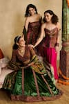 Reeti Arneja_Multi Color Handloom Cotton, Silk, Cotton, Peplum Blouse And Draped Skirt Set _at_Aza_Fashions