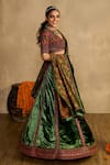 Reeti Arneja_Green Velvet, Handloom Cotton, Silk Embroidery, Zari, Haryali And Lehenga Set _Online_at_Aza_Fashions