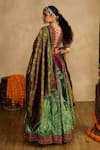 Shop_Reeti Arneja_Green Velvet, Handloom Cotton, Silk Embroidery, Zari, Haryali And Lehenga Set _at_Aza_Fashions