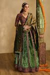 Buy_Reeti Arneja_Green Velvet, Handloom Cotton, Silk Embroidery, Zari, Haryali And Lehenga Set _at_Aza_Fashions