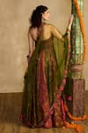 Shop_Reeti Arneja_Multi Color Handloom Cotton, Silk, Ruh Rang Brocade Floral Woven Lehenga Set _at_Aza_Fashions