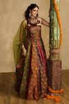 Buy_Reeti Arneja_Multi Color Handloom Cotton, Silk, Ruh Rang Brocade Floral Woven Lehenga Set _at_Aza_Fashions