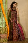 Buy_Reeti Arneja_Multi Color Handloom Cotton, Silk, Ruh Rang Brocade Floral Woven Lehenga Set _Online_at_Aza_Fashions