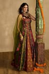 Shop_Reeti Arneja_Multi Color Handloom Cotton, Silk, Ruh Rang Brocade Floral Woven Lehenga Set _Online_at_Aza_Fashions