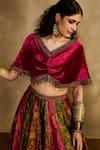 Buy Reeti Arneja Magenta Velvet, Silk, Handloom Cotton Rani Rouze Twisted Blouse And Lehenga Set Online at Aza Fashions Buy_Reeti Arneja_Magenta Velvet, Silk, Handloom Cotton Rani Rouze Twisted Blouse And Lehenga Set _Online_at_Aza_Fashions