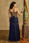 Shop_Reeti Arneja_Blue Handloom Cotton, Silk, Cotton, Net Saanjh Corset And Draped Skirt Set _at_Aza_Fashions