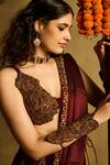 Reeti Arneja_Maroon Georgette Embroidery, Sequins, Metallic Miraaz Paisley Lehenga Set _Online_at_Aza_Fashions
