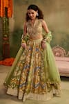 Buy_Reeti Arneja_Gold Chanderi Embroidery, Sequins, Gota Patti Rangrez Zig Zag Print Lehenga Set _at_Aza_Fashions