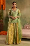 Buy_Reeti Arneja_Green Chanderi Embroidery, Sequins, Stones, Gota Rangrez Kurta Sharara Set _at_Aza_Fashions