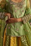 Shop_Reeti Arneja_Green Chanderi Embroidery, Sequins, Stones, Gota Rangrez Kurta Sharara Set _Online_at_Aza_Fashions