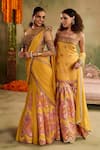 Reeti Arneja_Yellow Chanderi Embroidery, Sequins, Gota Patti, Sunlit Woven Kurta Sharara Set _at_Aza_Fashions