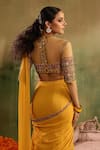 Reeti Arneja_Yellow Chanderi Sequins, Embroidery, Zari Round Neck, Genda Woven Lehenga Set _Online_at_Aza_Fashions