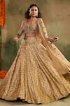 Reeti Arneja_Beige Silk Embroidery, Beads, Fringe, Zari, Sequins Tassel Tara Lehenga Set _at_Aza_Fashions
