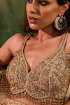 Reeti Arneja_Beige Silk Embroidery, Beads, Fringe, Zari, Sequins Tassel Tara Lehenga Set _Online