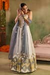 Shop_Reeti Arneja_Multi Color Chanderi Embroidery, Chamkeeli Banarasi Corset And Sharara Set _Online_at_Aza_Fashions
