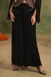 Reeti Arneja_Black Modal, Satin, Handloom Cotton, Silk Zar Paisley Jacket And Draped Skirt Set _Online_at_Aza_Fashions